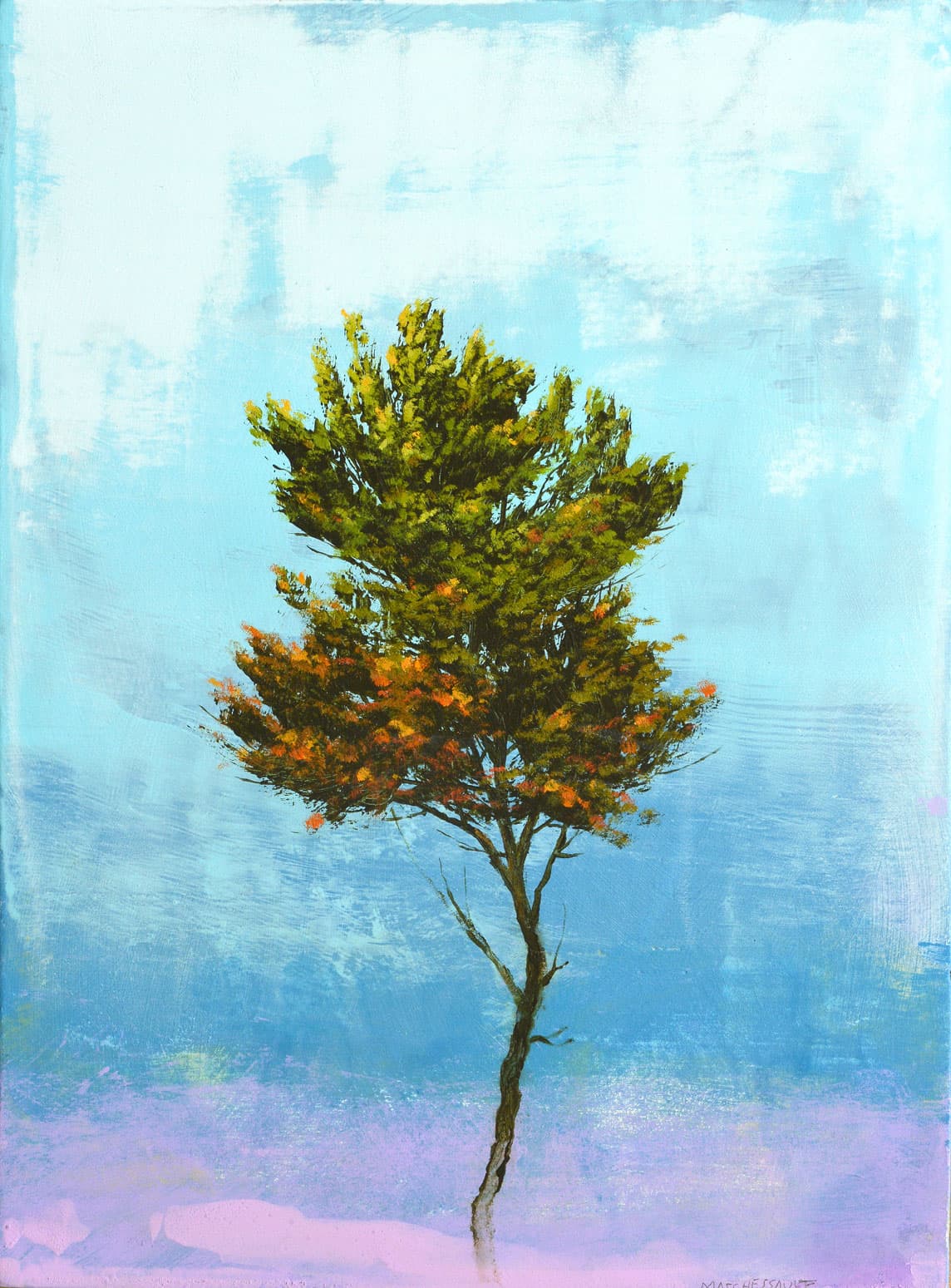 tree, portrait, abstraction, pastel, Canadian artist, windy, oils