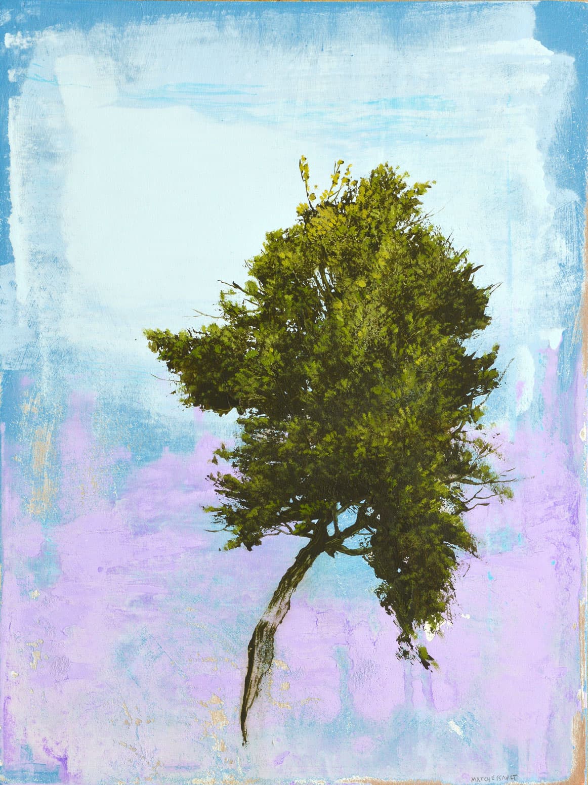 tree, portrait, abstraction, pastel, Canadian artist, purple haze