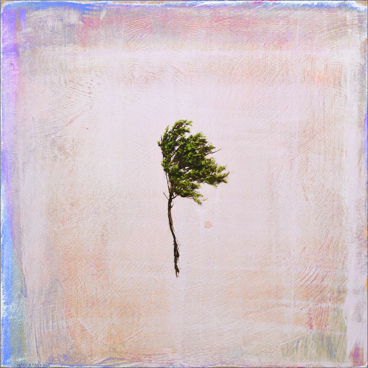 tree, portrait, abstraction, pastel, Canadian artist, isolation