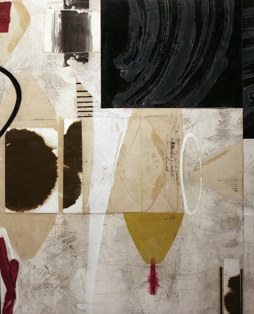 Abstraction, collage, yellow funnel, contrast