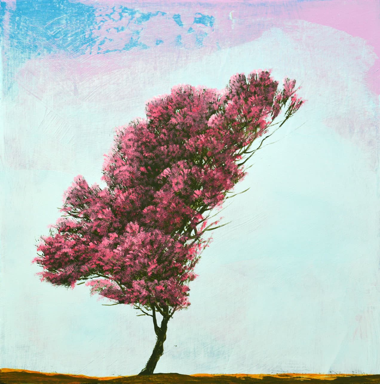 tree, portrait, abstraction, pastel, Canadian artist, flagging