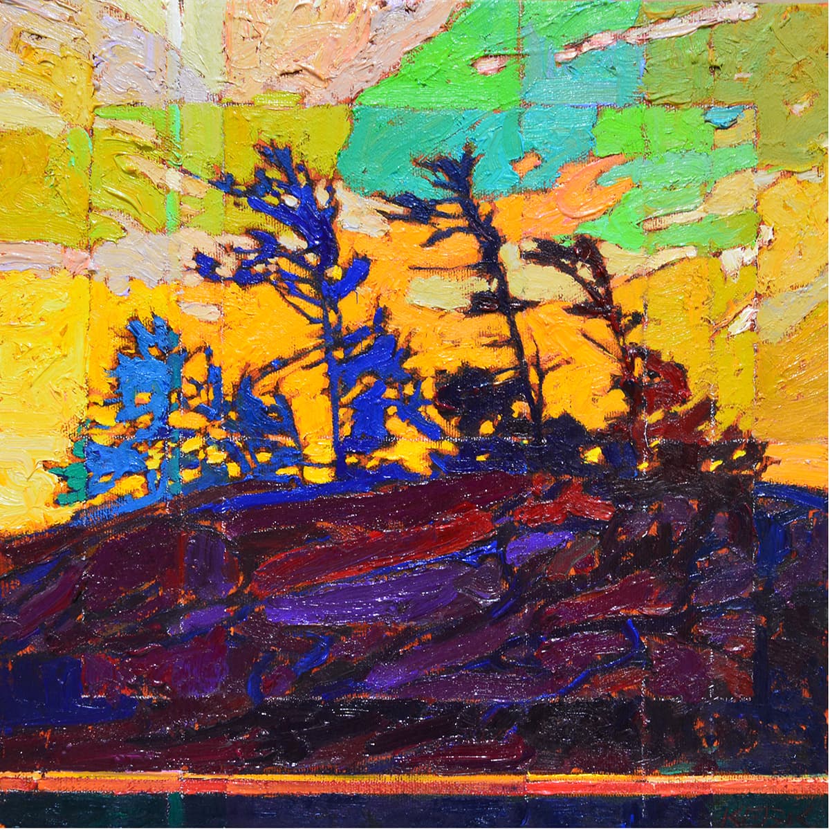 landscape, Toronto artist, impressionism, lone tree, group of seven, flagging, spruce