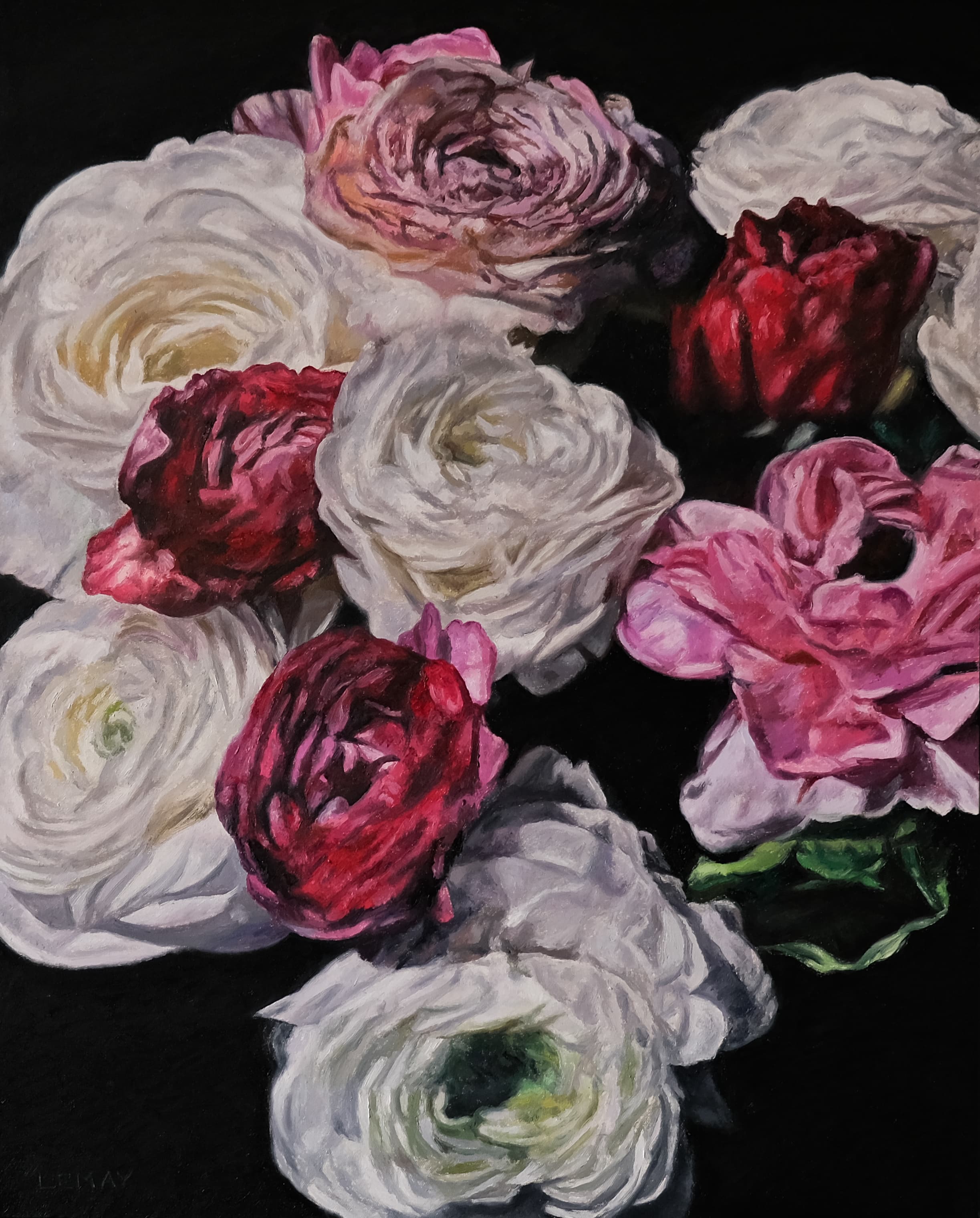 flowers, peonies, Rembrandt, oil paintings, Roses, realism, vertical, real