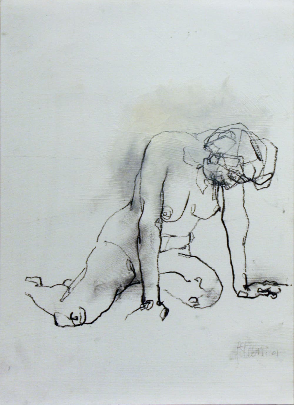 drawing, mark-making, figure, life drawing, Calgary, blind line drawing, downward gaze, nude, exploring, figurative