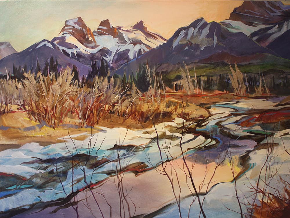 landscape, river, painterly, acrylic, Alberta