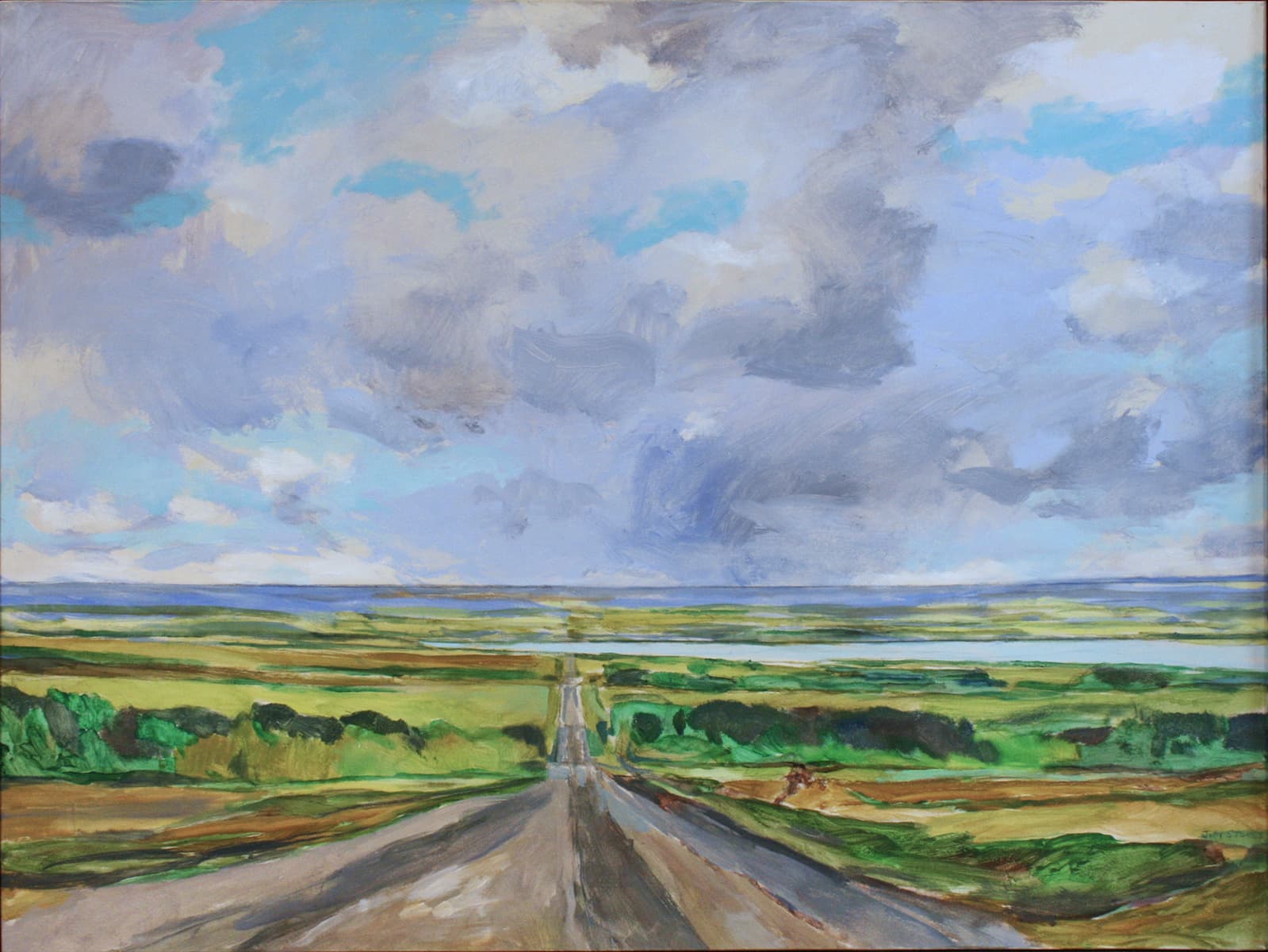 Grande Prairie, Alberta artist, landscape, prairies, dramatic, impressionistic, painterly, road, leading