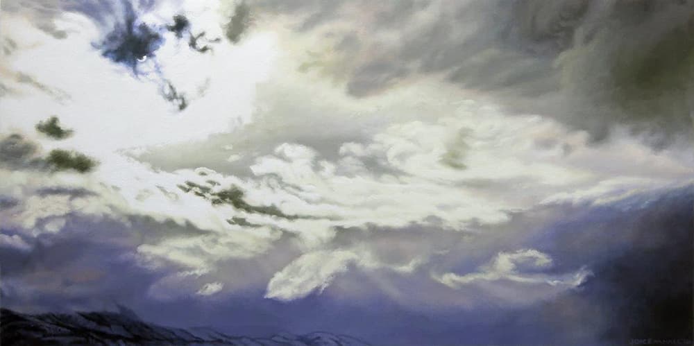 Kelowna, realism, Calgary, artist residency, winter scene, light, landscape, cloudy, panorama, dramatic, movement, abstracted