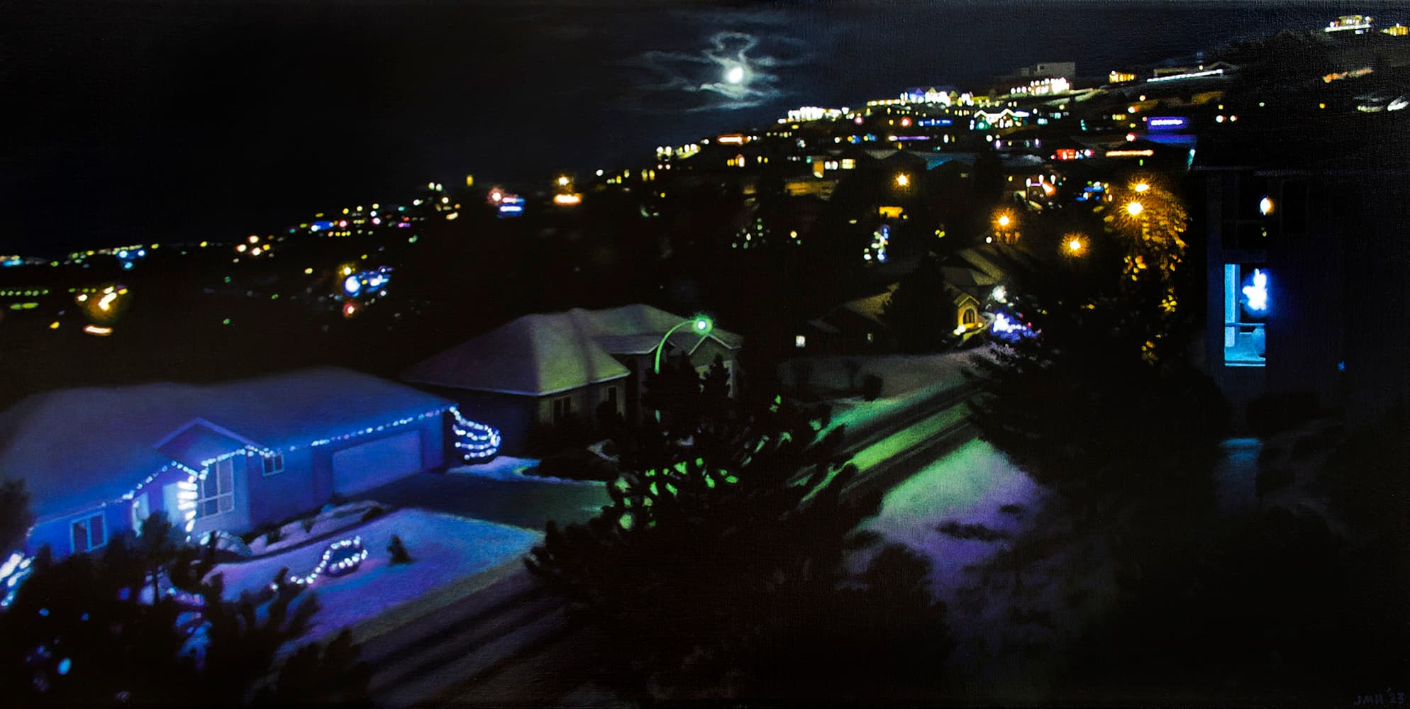 Nocturne, moon, full, dark lighting, Kelowna, street, suburb