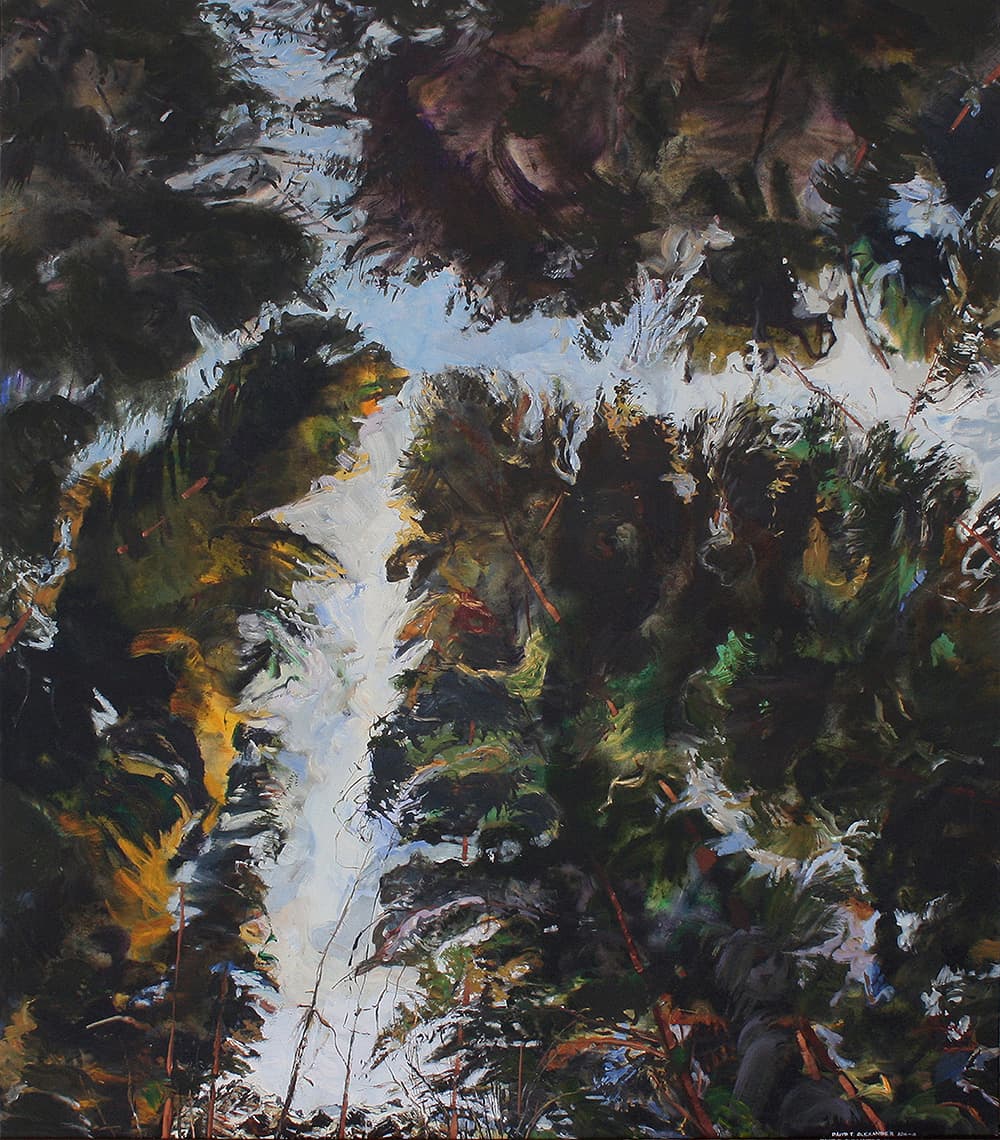 looking up, impressionistic, British Columbia, Saskatchewan, landscape, wash, impressionism, treed oasis, mountains, complimentary, Okanagan, forest, perspective