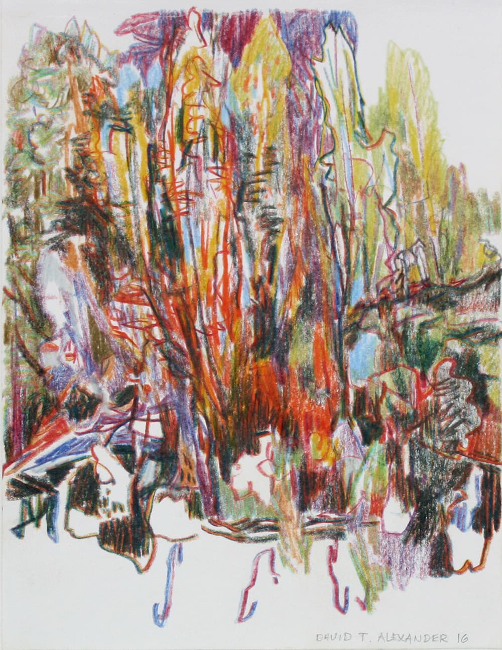 depth, impressionistic, British Columbia, Saskatchewan, landscape, wash, impressionism, complimentary, Okanagan,  perspective, calm, purple, forest, coloured pencil