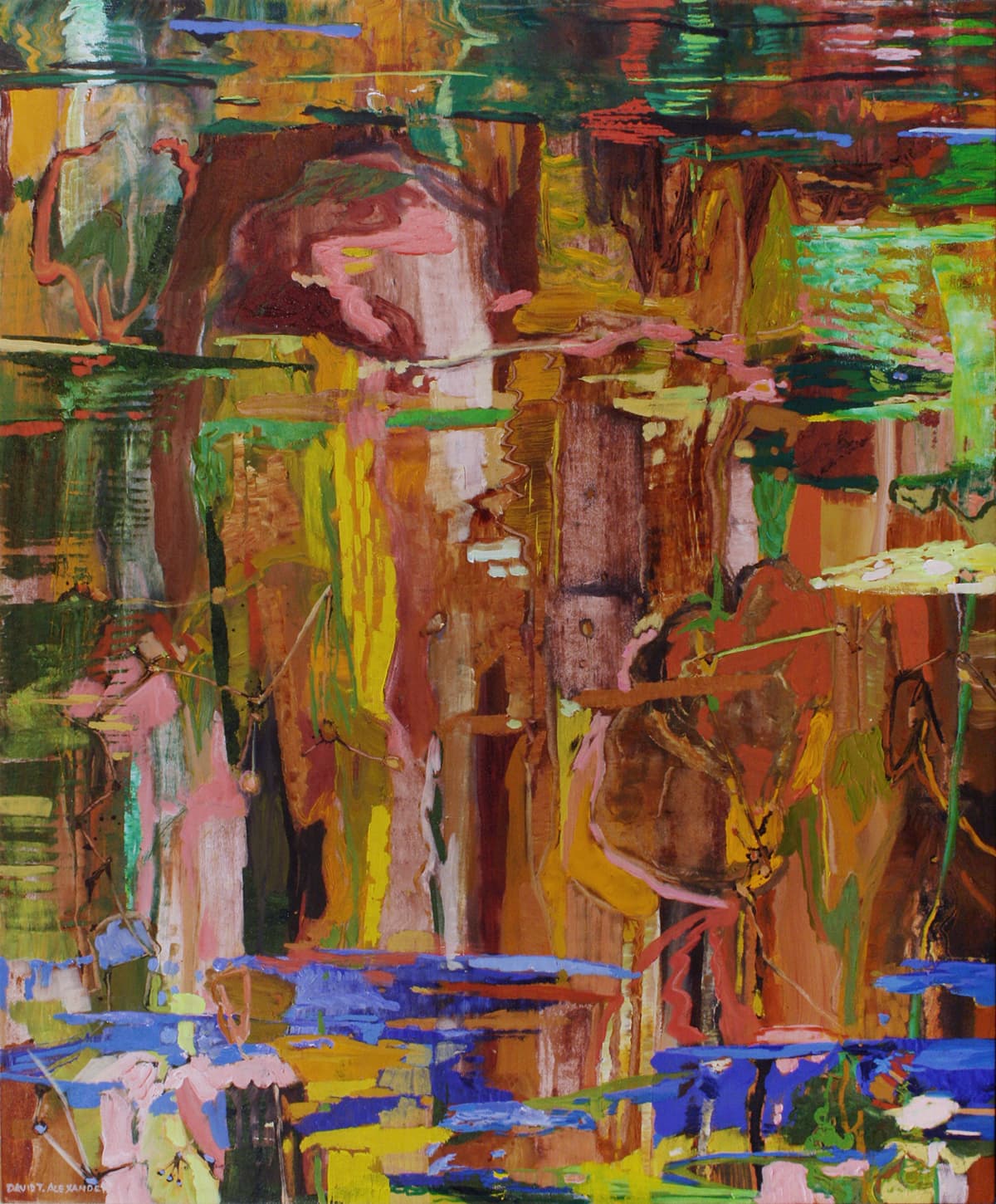 reflections water landscape impressionistic, British Columbia, Saskatchewan, landscape, wash, impressionism, evergreen, primary, complimentary, Okanagan, yellow