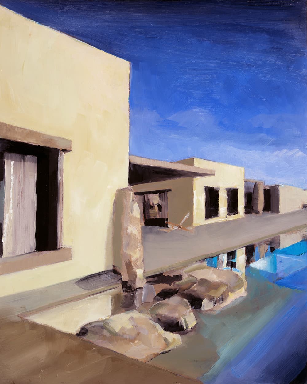 oil, landscape, stark, abstraction, Ontario, United Kingdom, bold, blue & purple skies, Arizona