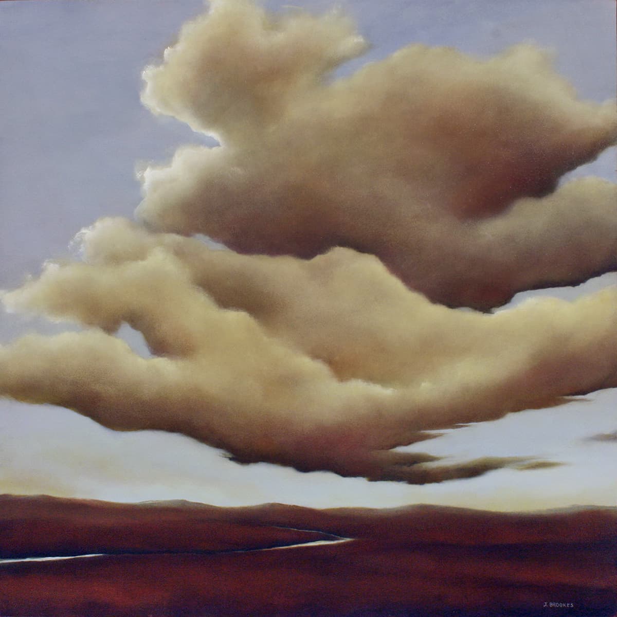 cumulus, clouds, red, earth, landscape, smooth