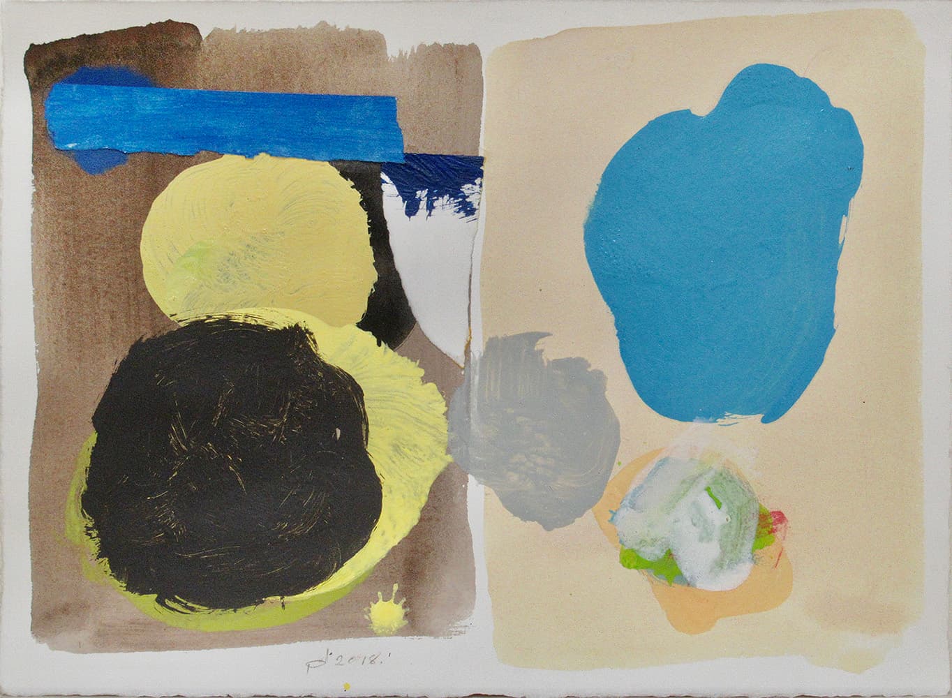 pastel, family, round, flower, watercolour, mixed media, minimal, division, blue, yellow