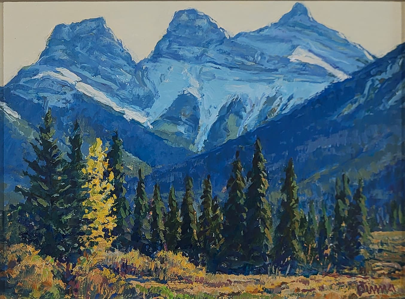 Alberta landscape, Group of Seven, Calgary artist, panorama, Kananaskis, mountains, fall, river, winter, winter light, highway view, Canmore, three sisters