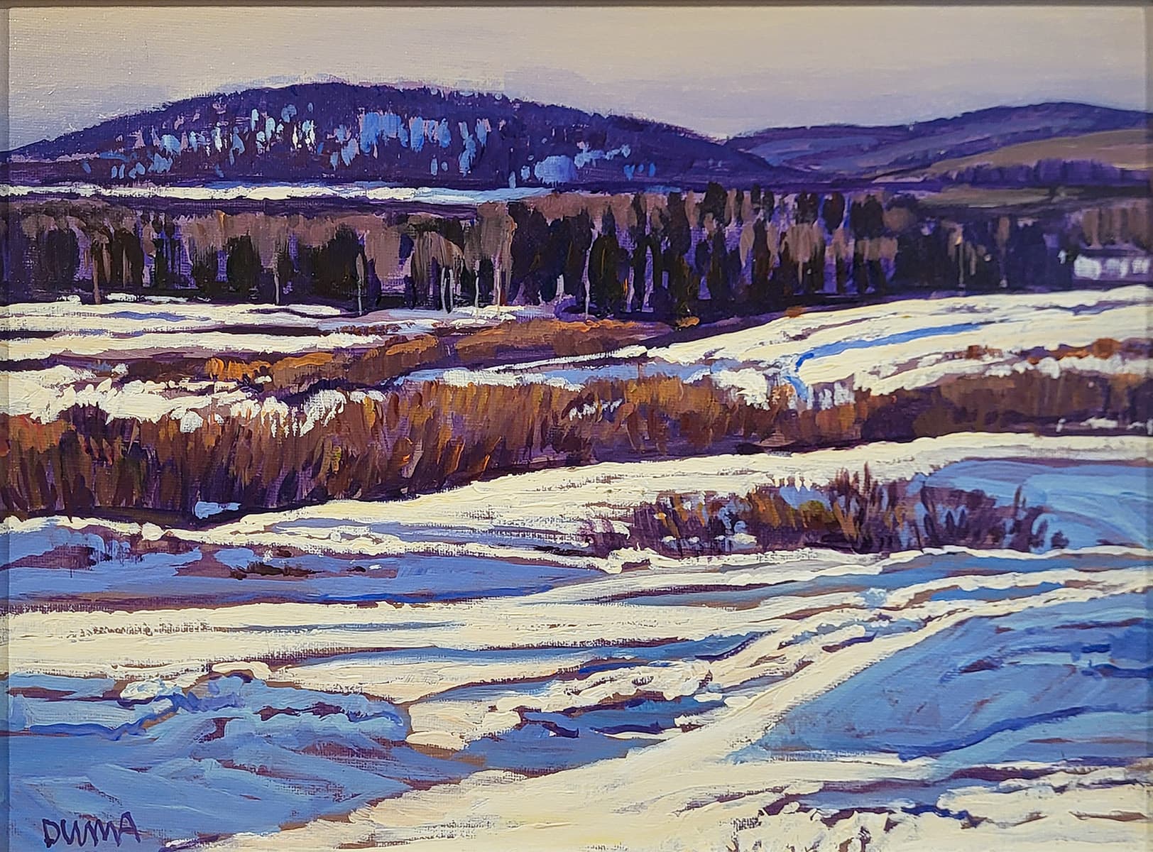 Alberta landscape, Group of Seven, Calgary artist, panorama, Kananaskis, mountains, fall, river, winter, winter light, highway view