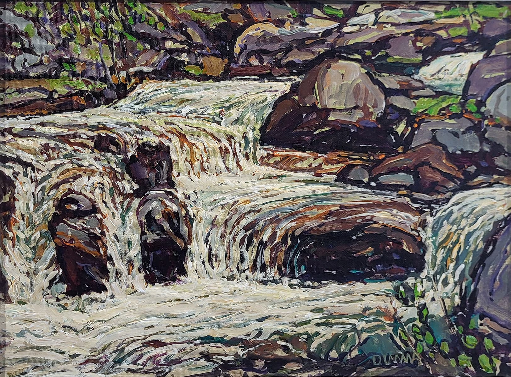 rocks, stream, water, rapids, impressionism, Canadian artist