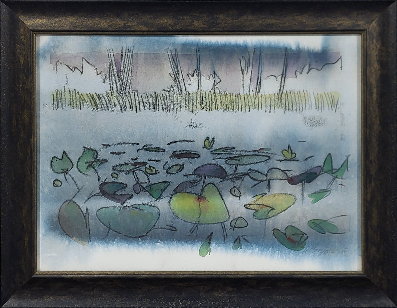 Regina Five, water lilies, watercolor, flowers, water