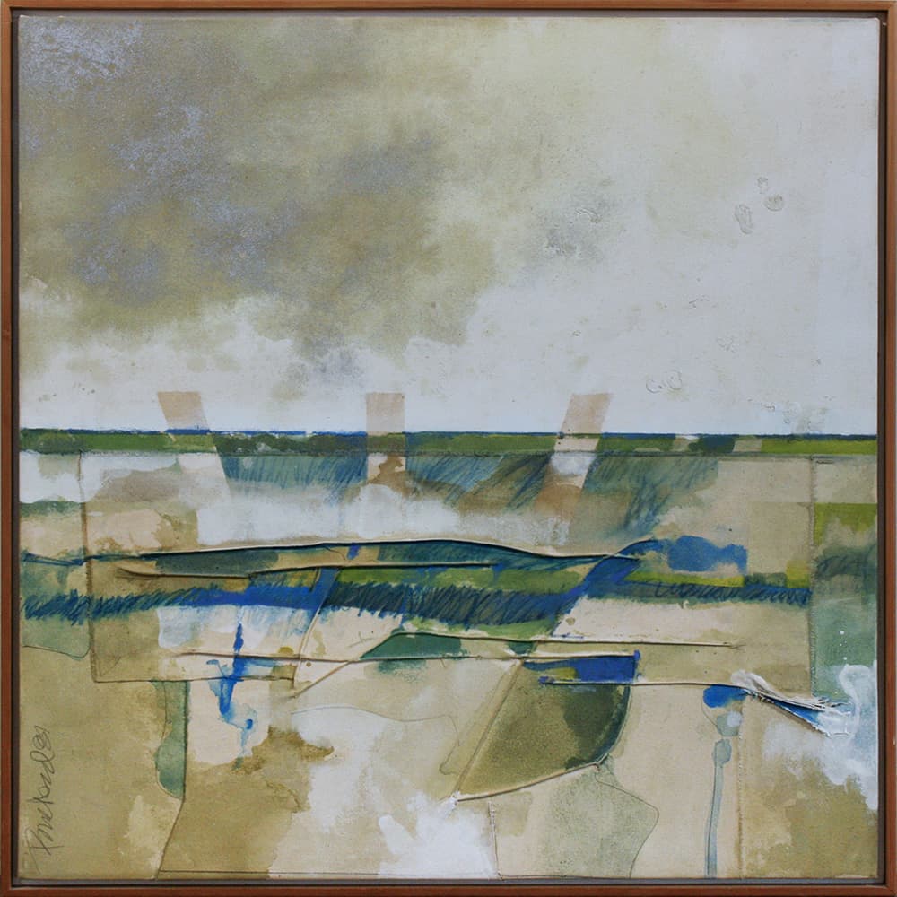 Abstraction, Canadian abstract painter, muted color, horizon, abstract landscape, metallic