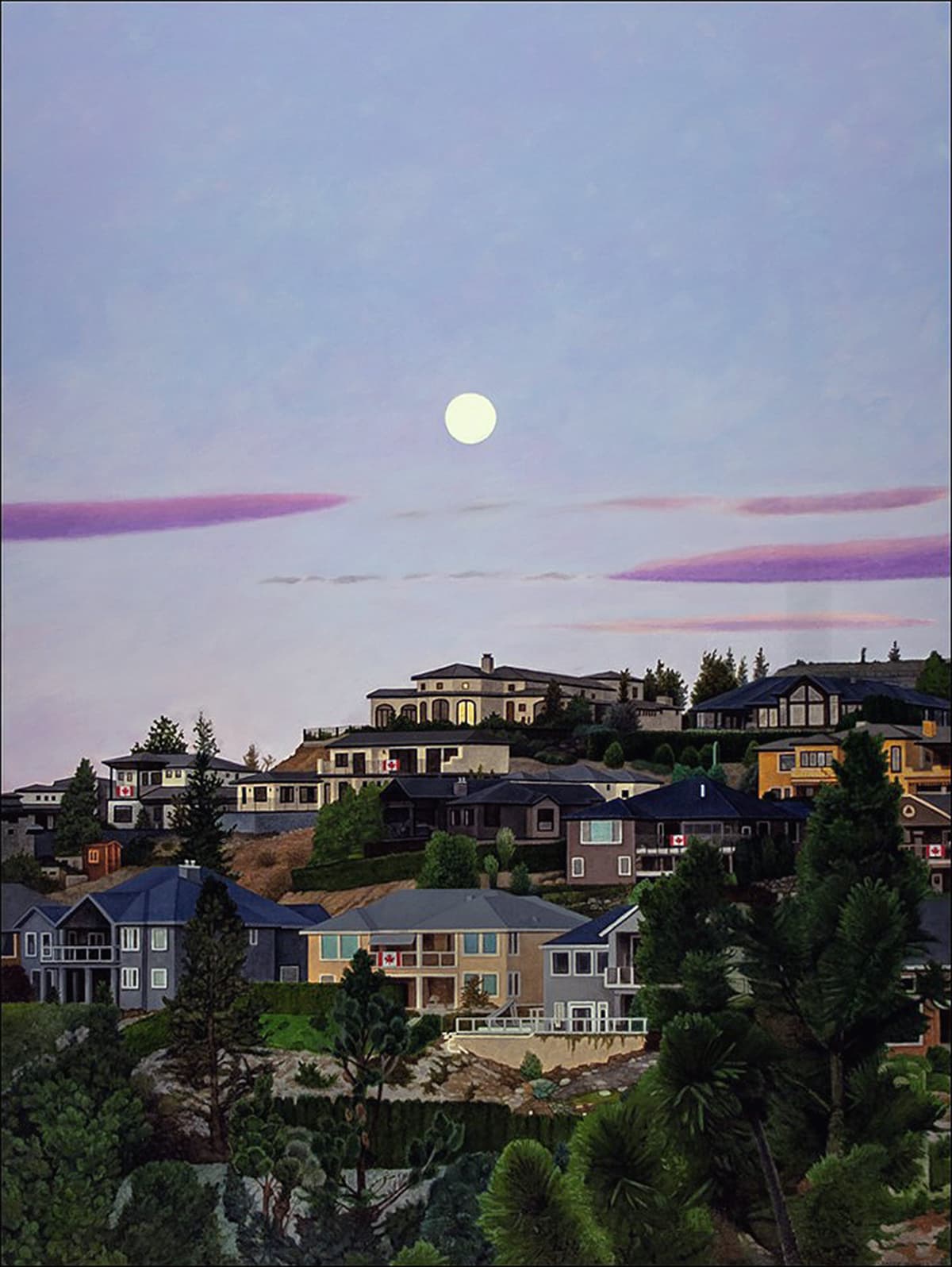 full moon, Okanagan, Sunset, purple, Kelowna