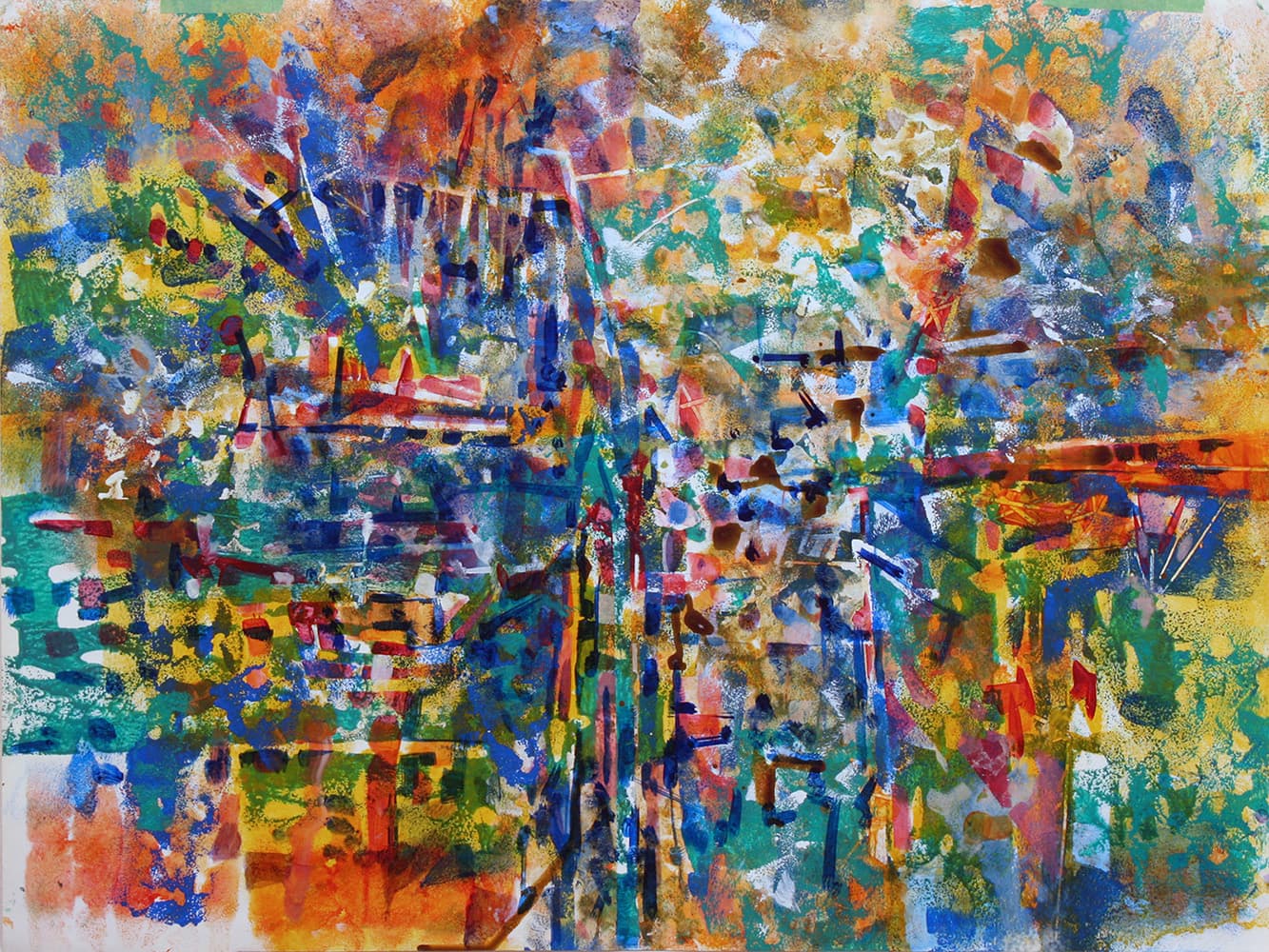 Abstraction, Canadian abstract painter, busy, staining