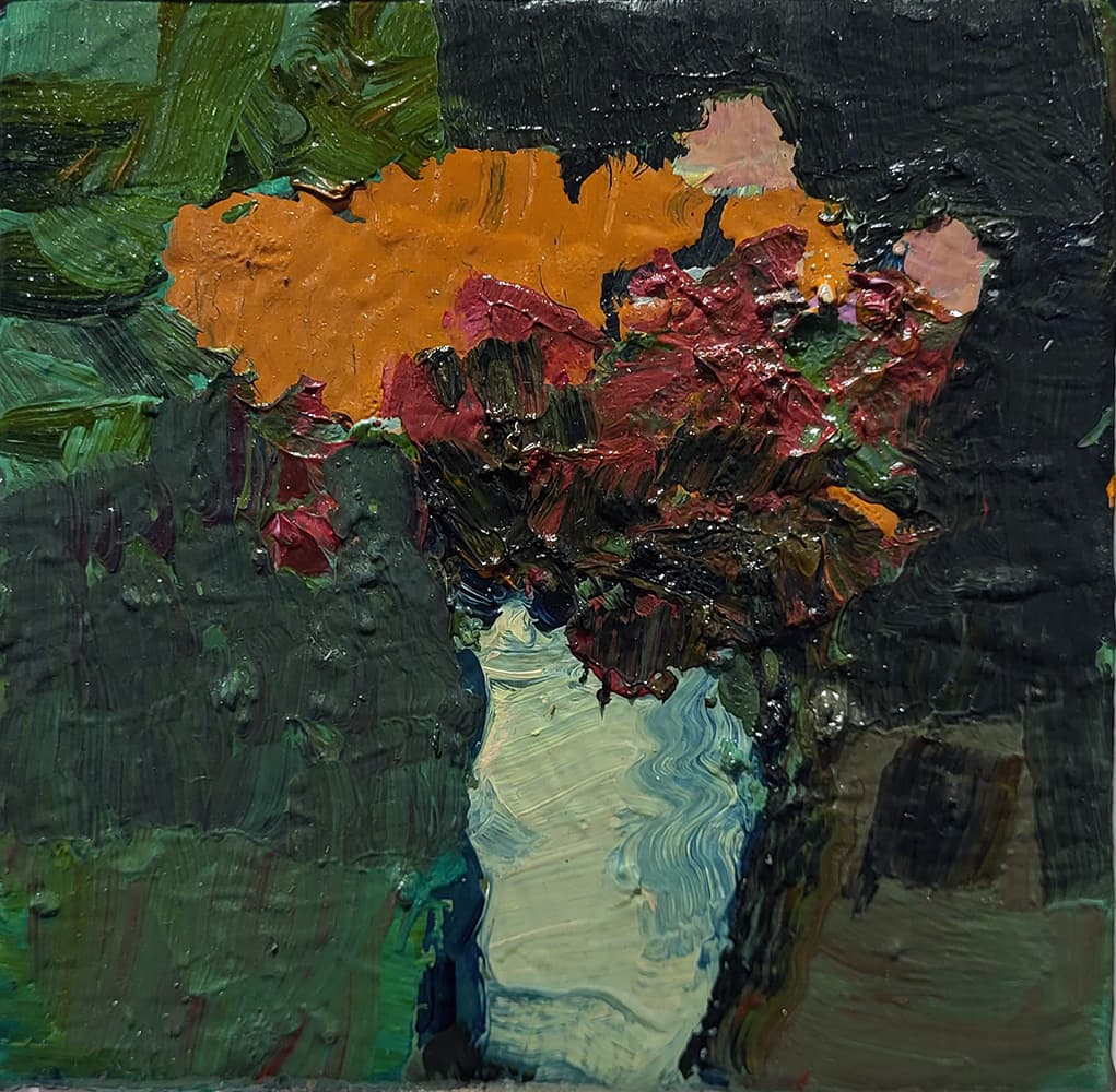 bouquet, red, orange, abstraction, still life, textural, Montreal