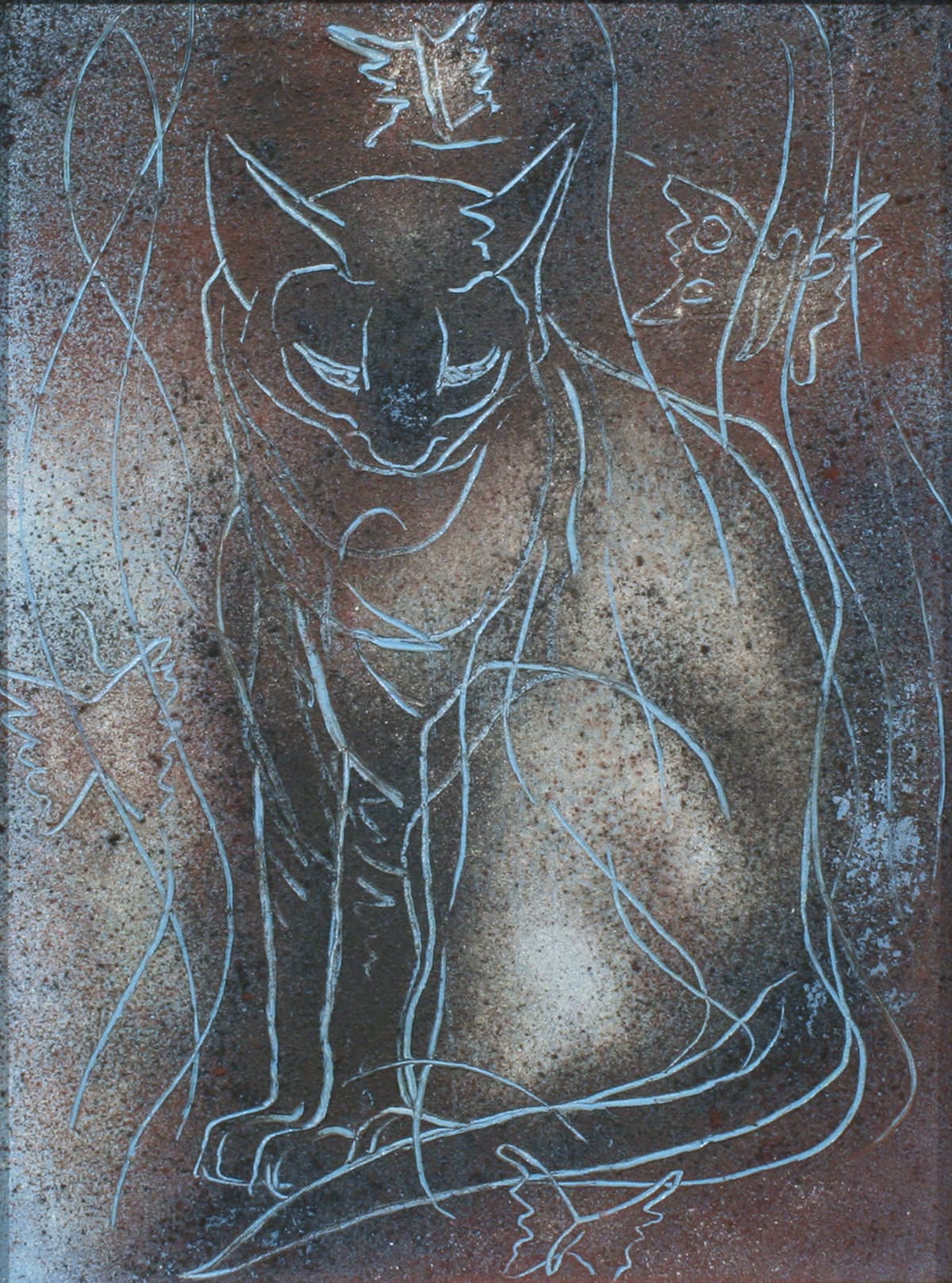 cat, Siamese, oil painting, unique, animal, Alberta Artist, historic