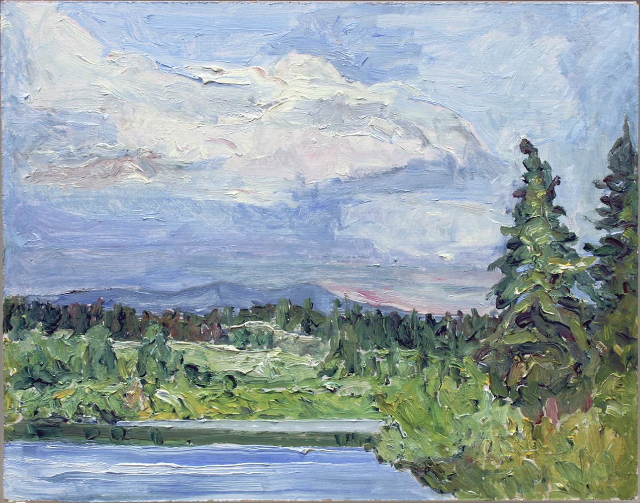 Emma Lake, Bow Valley, Oil, miniature, landscape