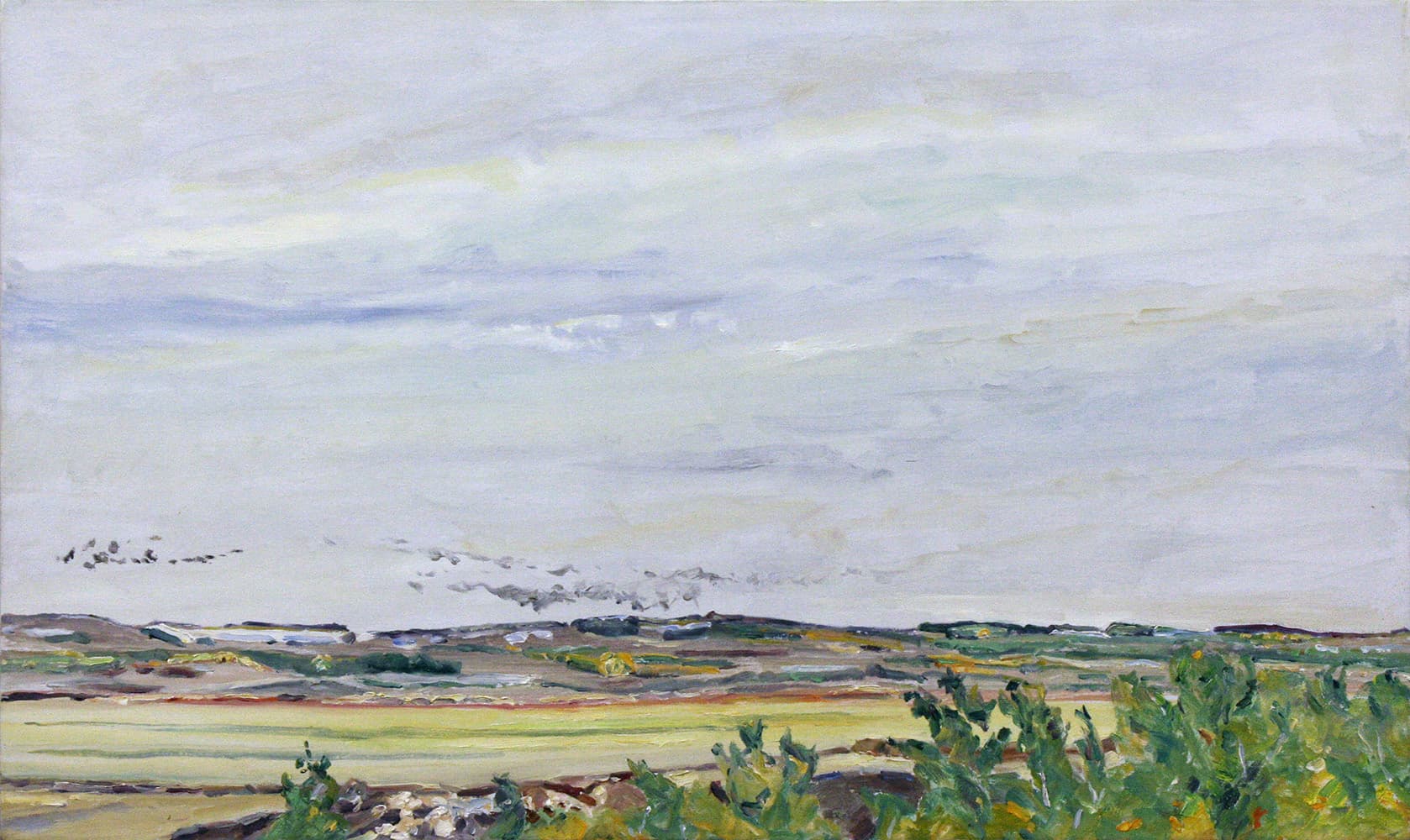 Emma Lake, Saskatoon, Saskatchewan, river, mountain, sky, impressionism,