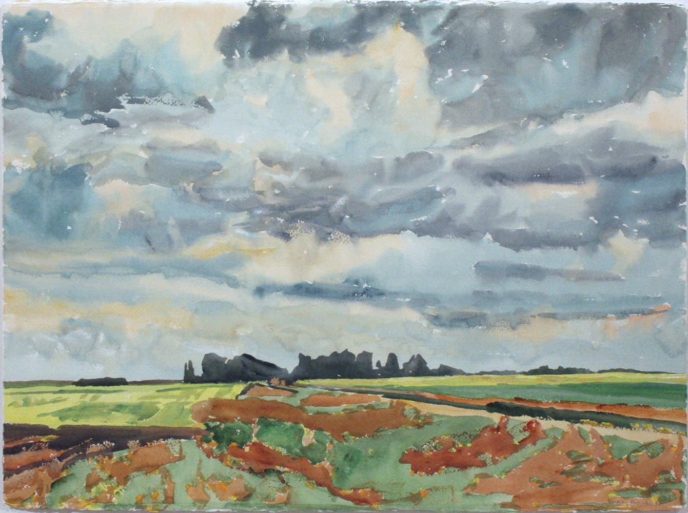 Emma Lake, Saskatoon, Saskatchewan, river, mountain, sky, impressionism,