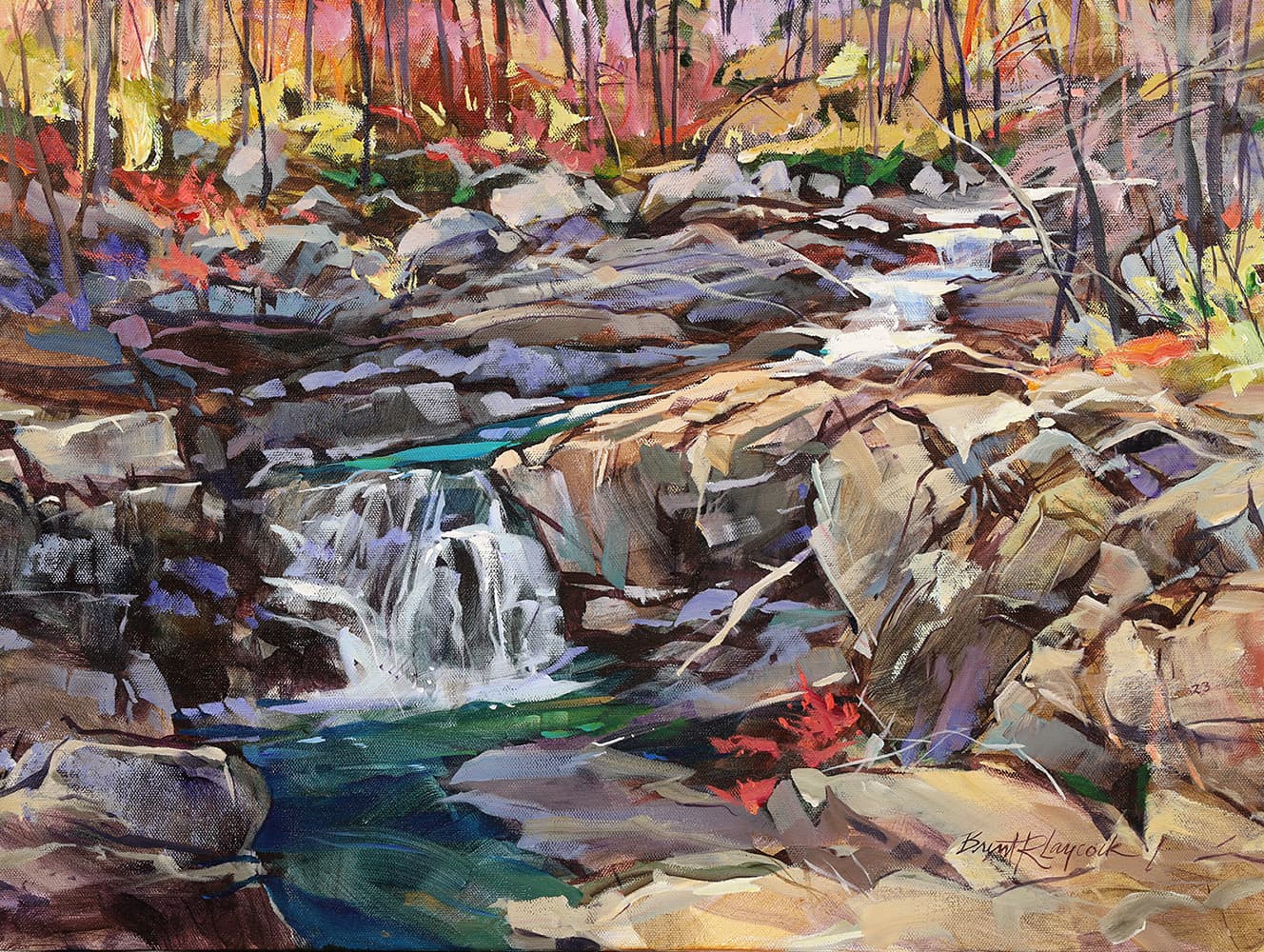 pastel colors, mountain, river, rocky mountains, landscape, moving, Banff, river, cascade, steps, falls, fall