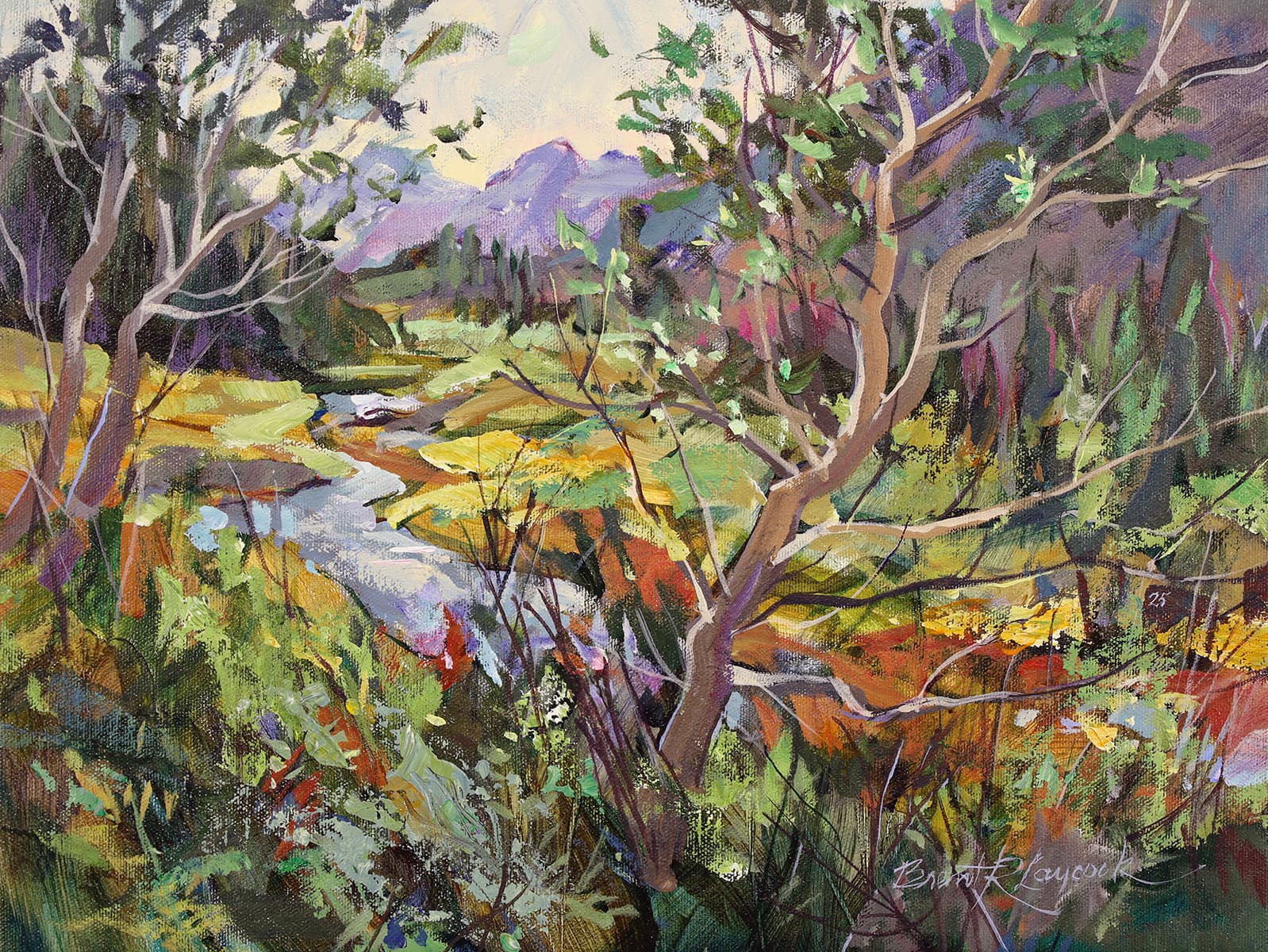 landscape, river, painterly, acrylic, Alberta