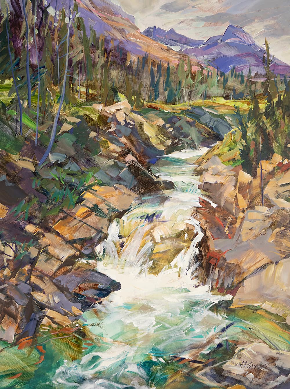 pastel colors, mountain, river, rocky mountains, landscape, moving, Banff