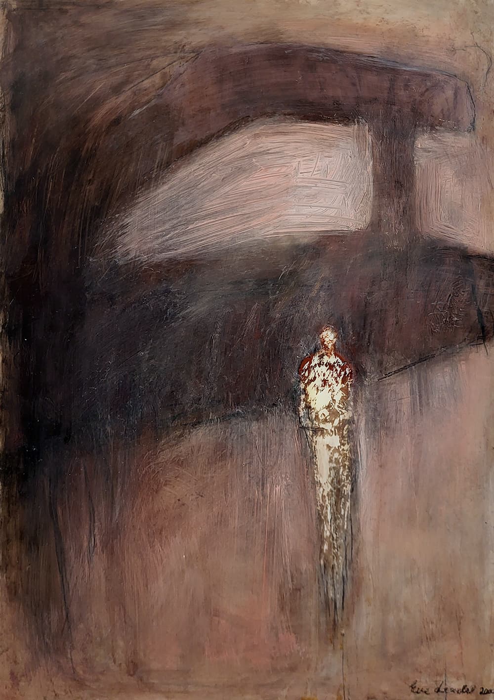 gloomy, figure, dark, foreboding, drawing, oil, walking, shadows