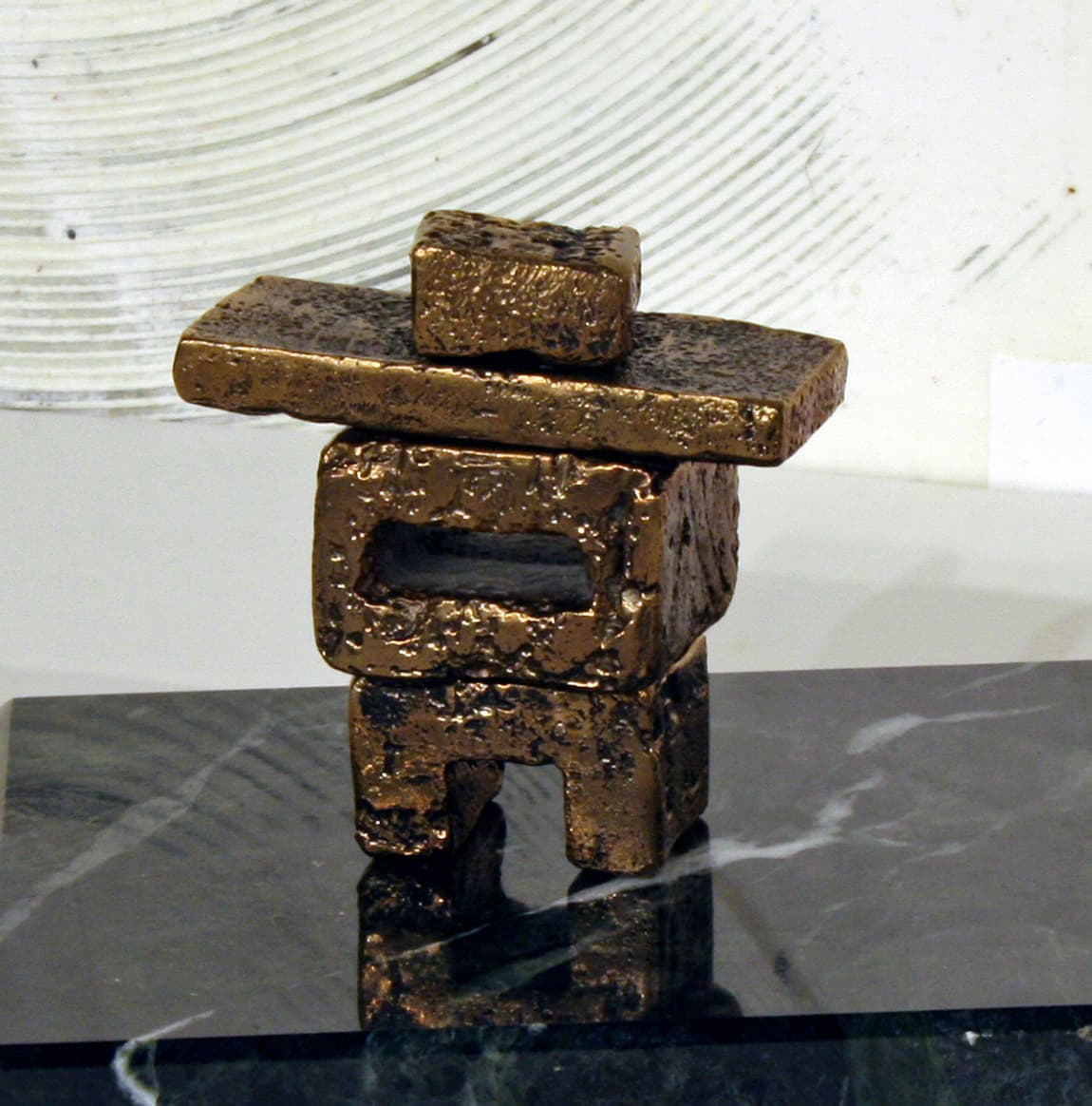 Sculpture, bronze, patina, Elza Mayhew, Limner Group, figurative, inukshuk, tactile, movement