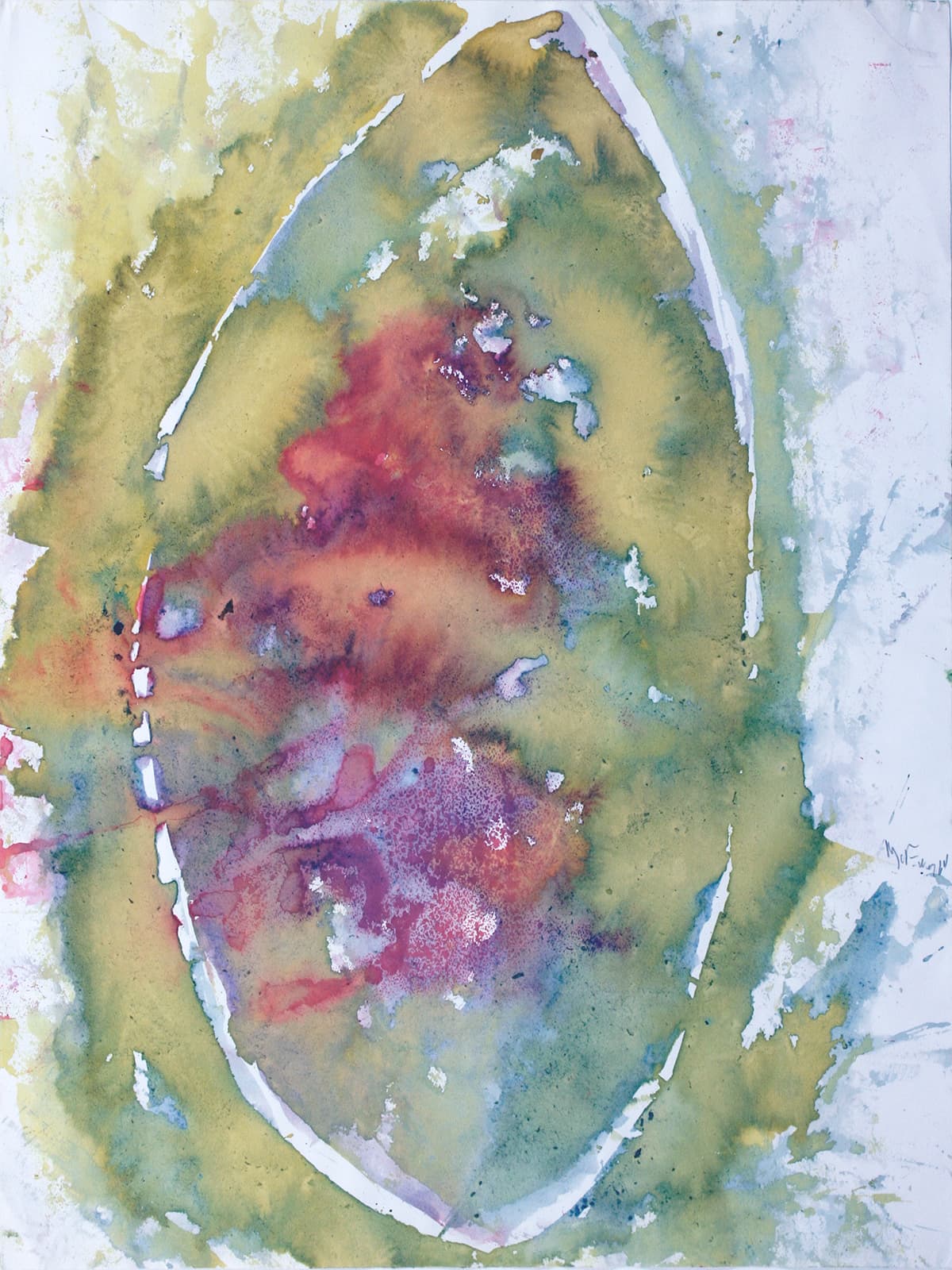 abstraction, abstract expressionism, Montreal, watercolor, purple, wash, flag, Canada, egg, light, aura