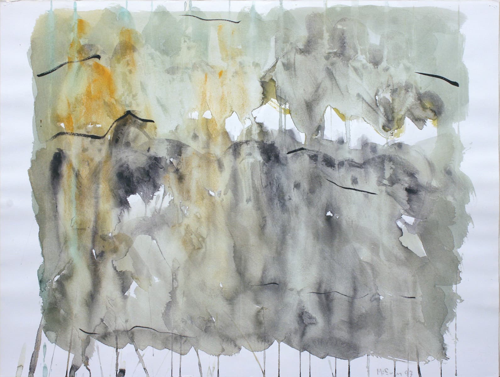 abstraction, abstract expressionism, Montreal, watercolor, wash, Canada, gold hues