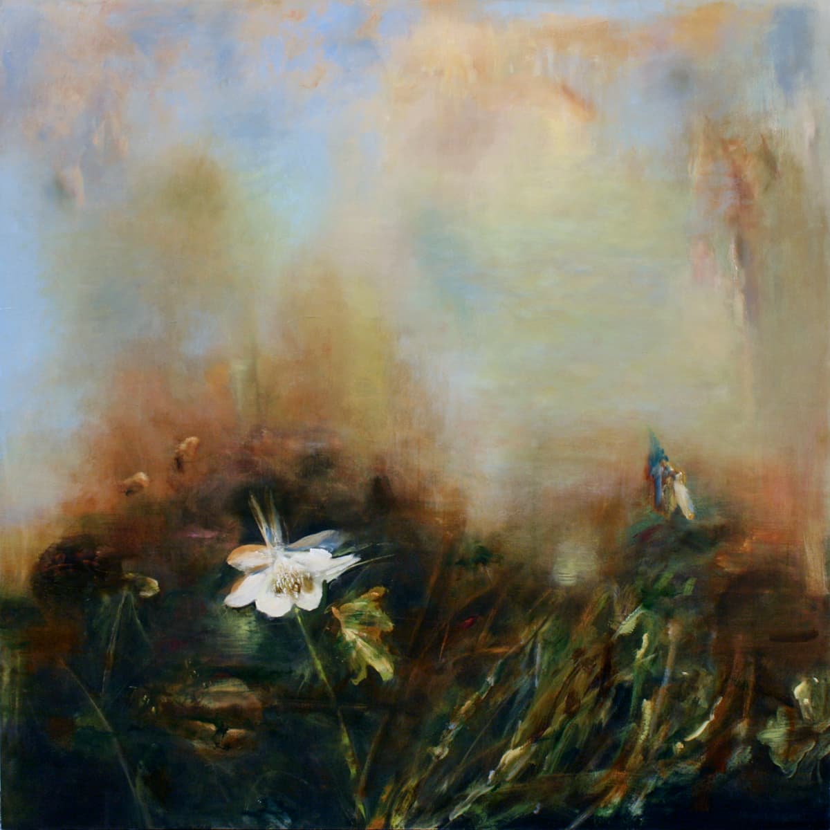ethereal, dream-like, fantasy, landscape, floral, peonies, garden, backyard, fly fishing, Bow River, water, reeds, flower