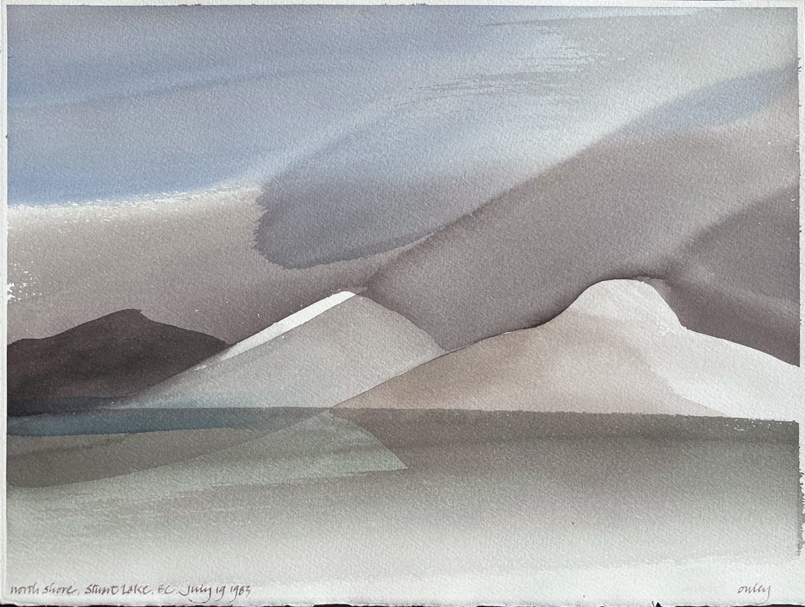 watercolor, lake, water, soft tones, moody
