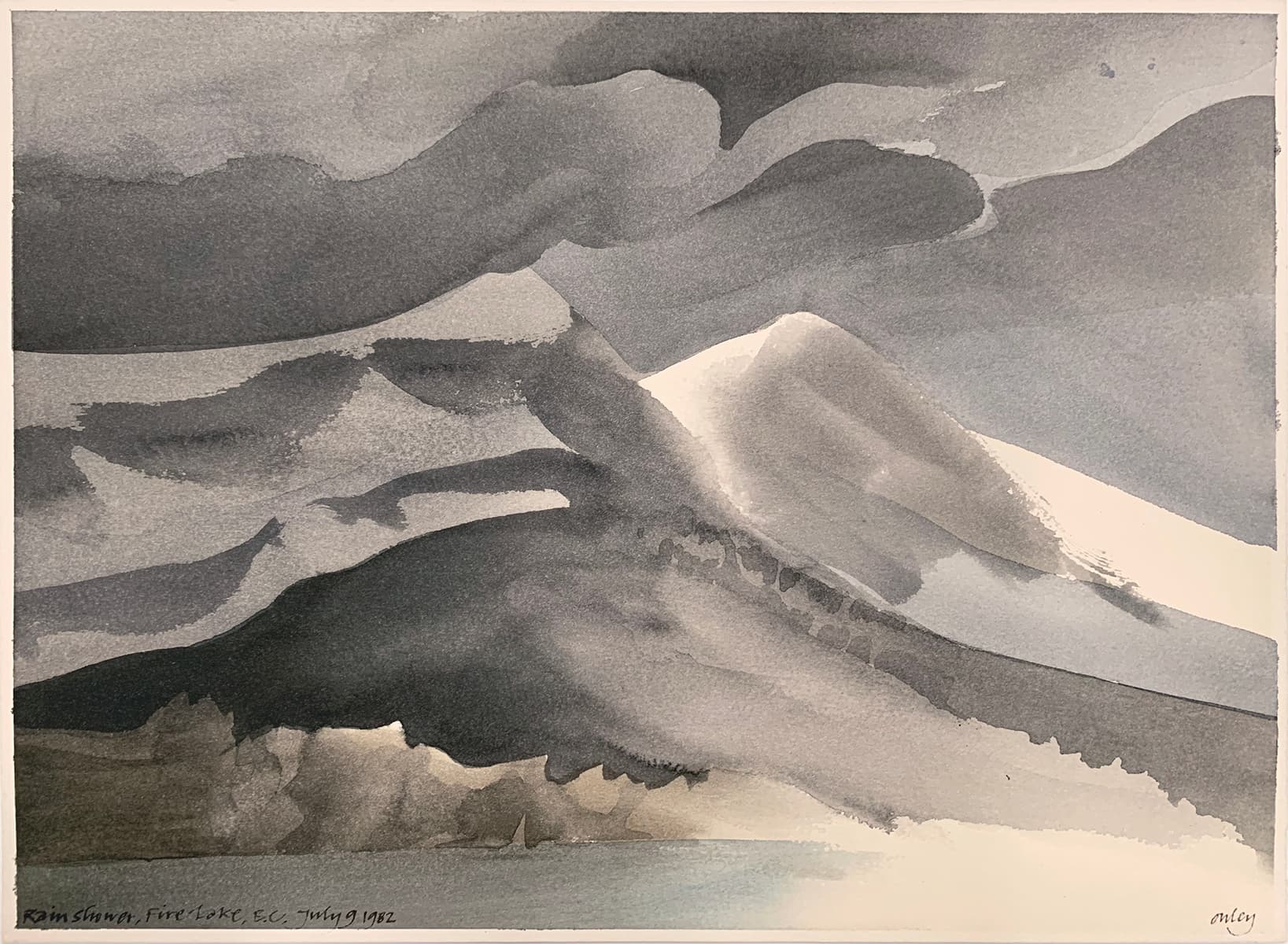 rocks, watercolour, British Columbia, Isle of Man, Canadian, islands, coastal, trees, inlet, water, mountainous