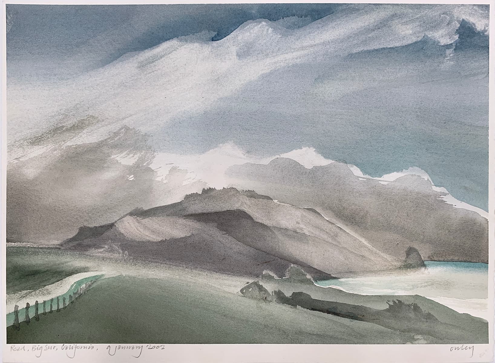 rocks, watercolour, British Columbia, Isle of Man, Canadian, islands, coastal, trees, inlet, water, USA