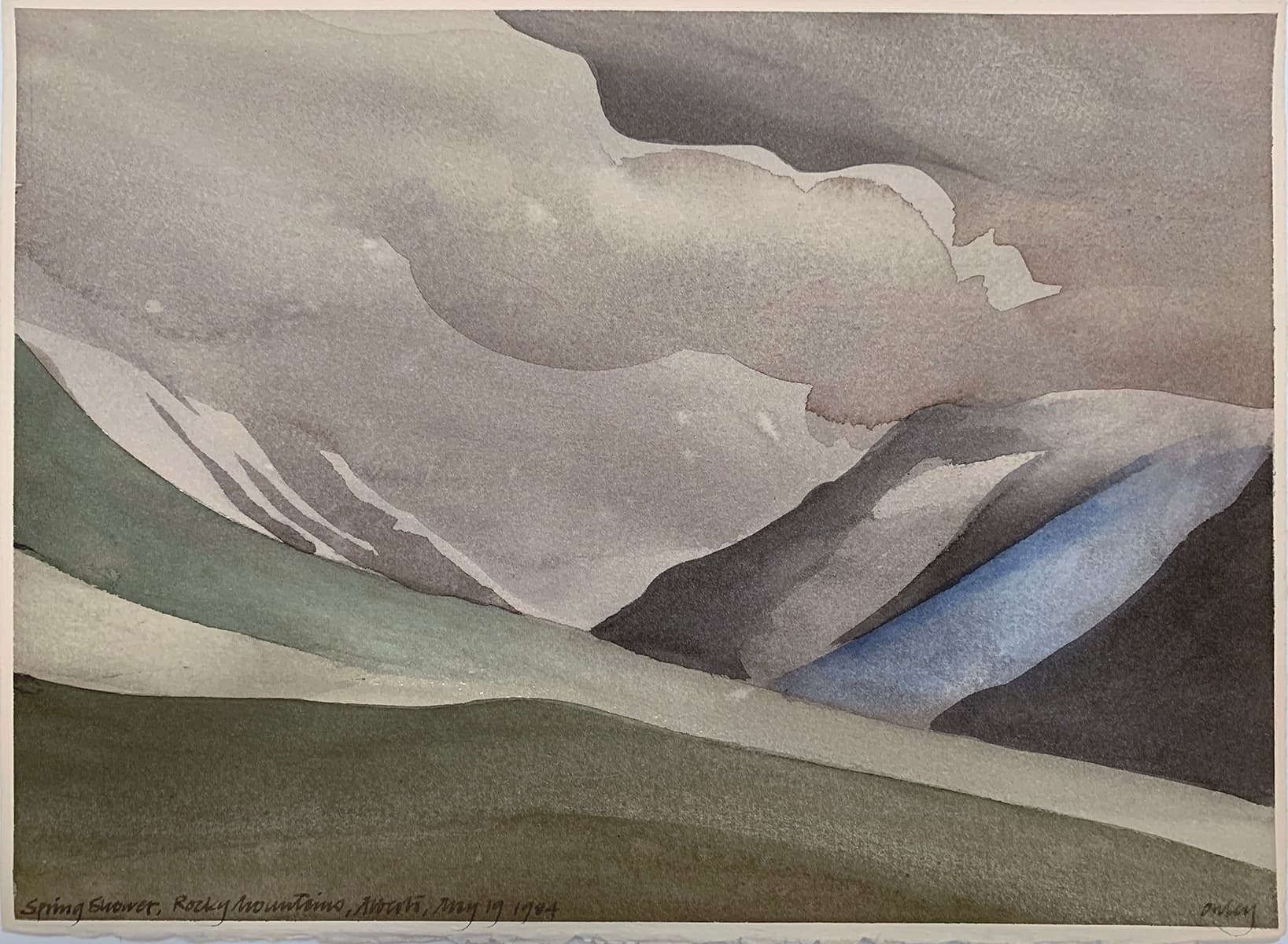 rocks, watercolour, British Columbia, Isle of Man, Canadian, islands, coastal, trees, inlet, water, rockies, cloudy