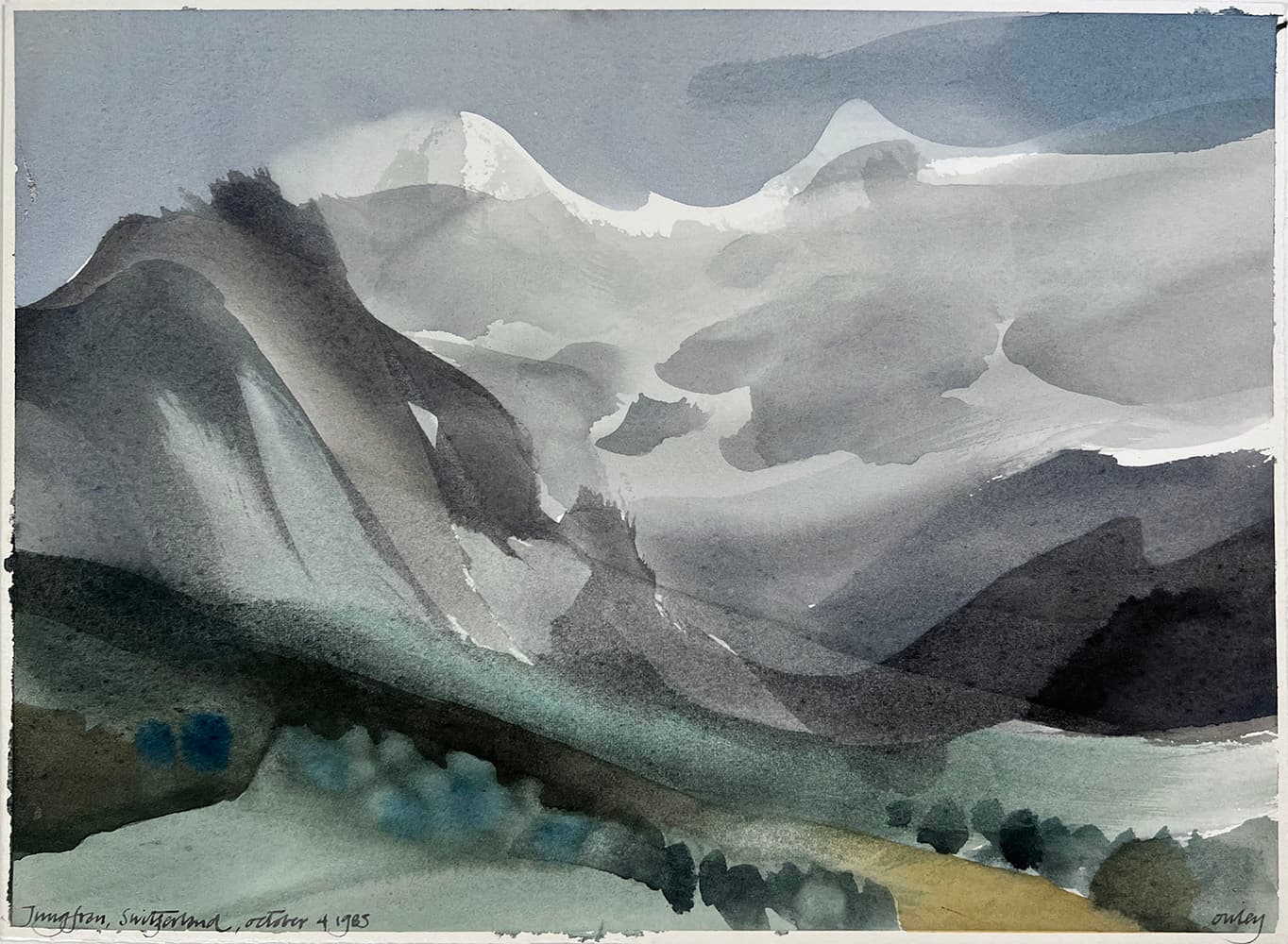 rocks, watercolour, British Columbia, Isle of Man, Canadian, islands, coastal, trees, inlet, water, solitude, Plein Air, mountains