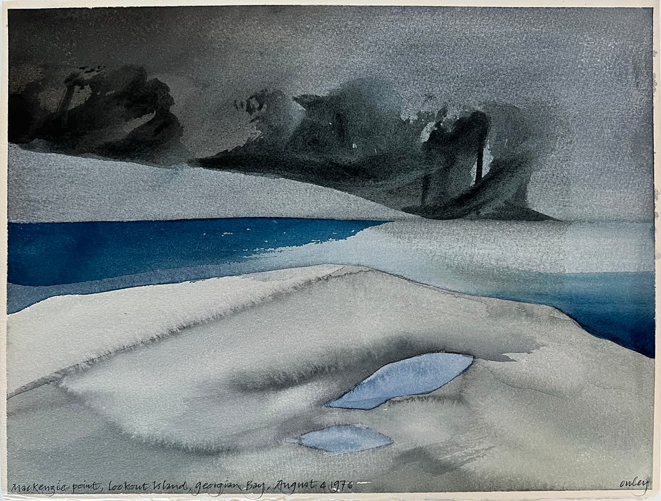 rocks, watercolour, British Columbia, Isle of Man, Canadian, islands, coastal, trees, inlet, water, solitude, Plein Air, Ontario