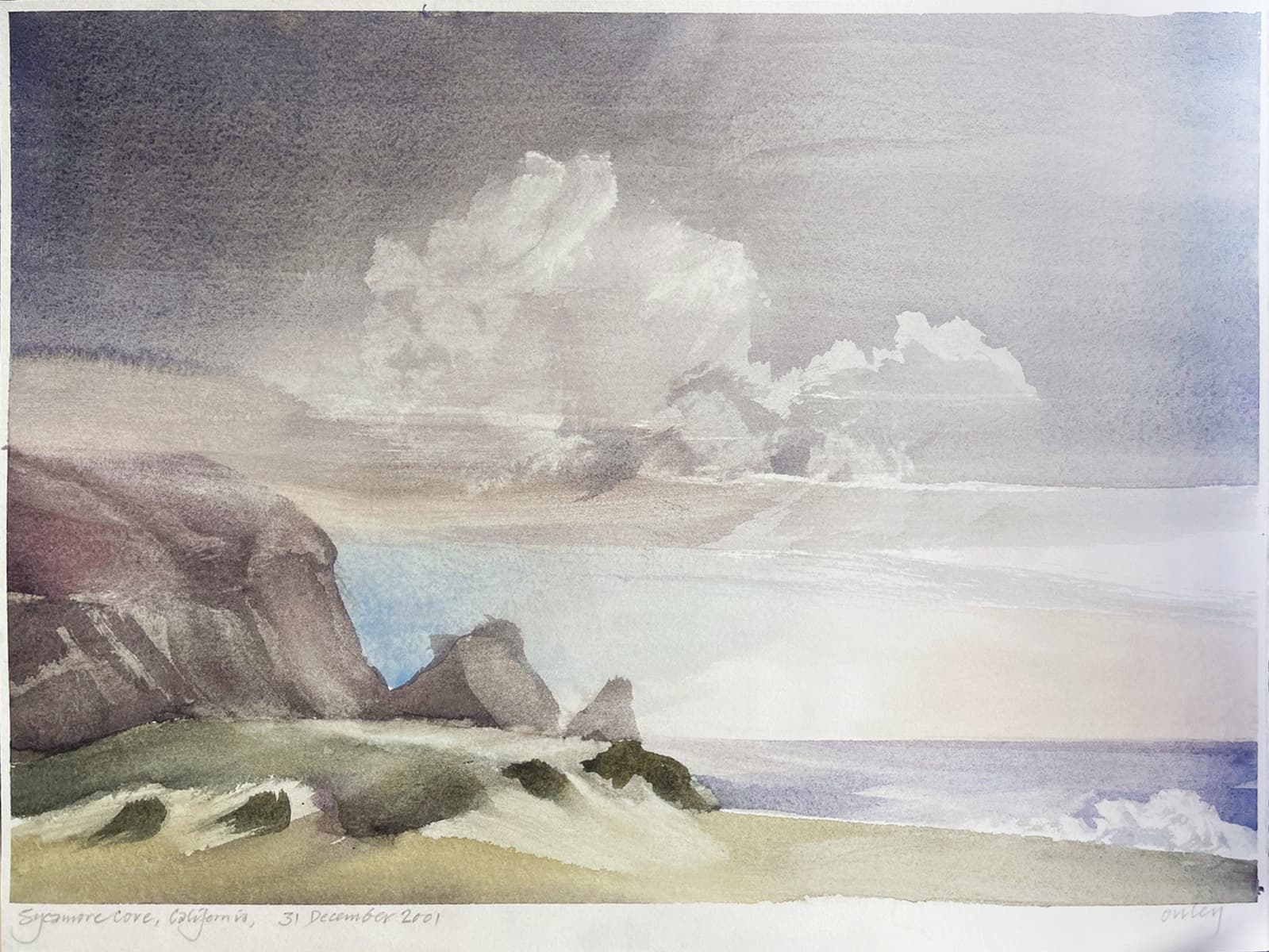vacation, cloud, light, airy, coast, watercolor