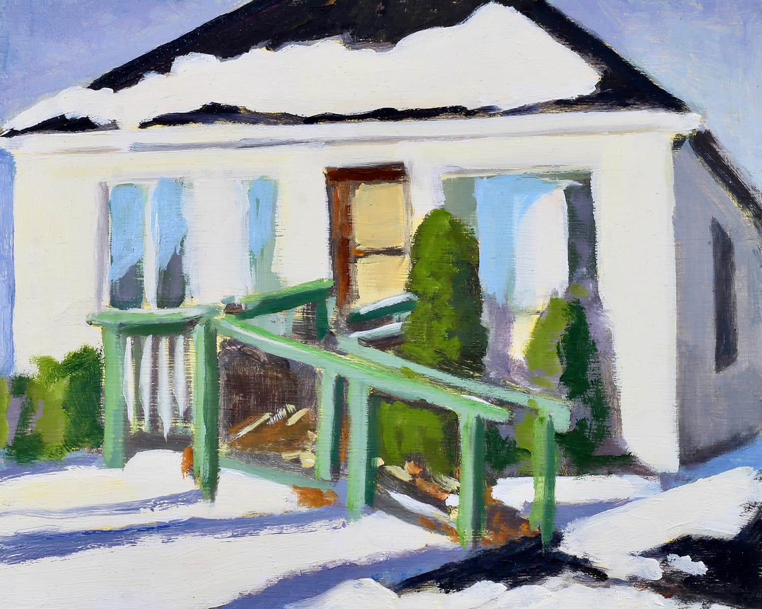 house, country setting, nostalgia, oil paint