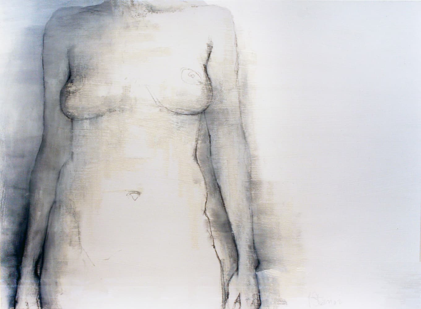 drawing, mark-making, figure, life drawing, Calgary, blind line drawing, downward gaze, nude, side, form, sketch