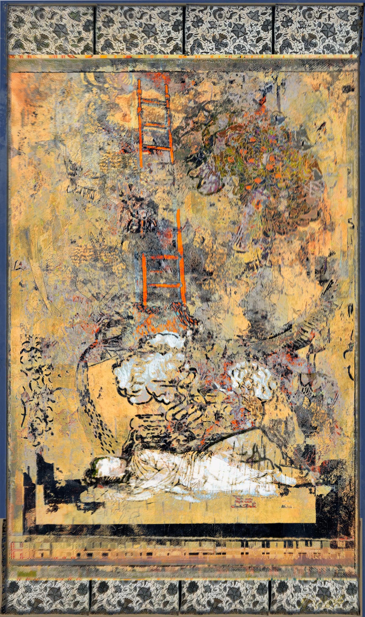 abstraction, mixed media, work on paper, artwork, Canadian artist, figure