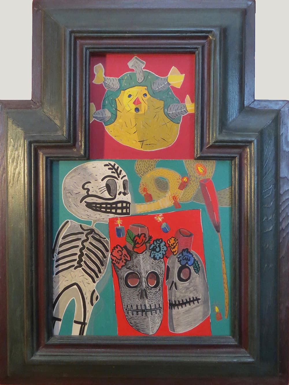 mixed media, Mexican, day of dead, doll, Aztec, icon