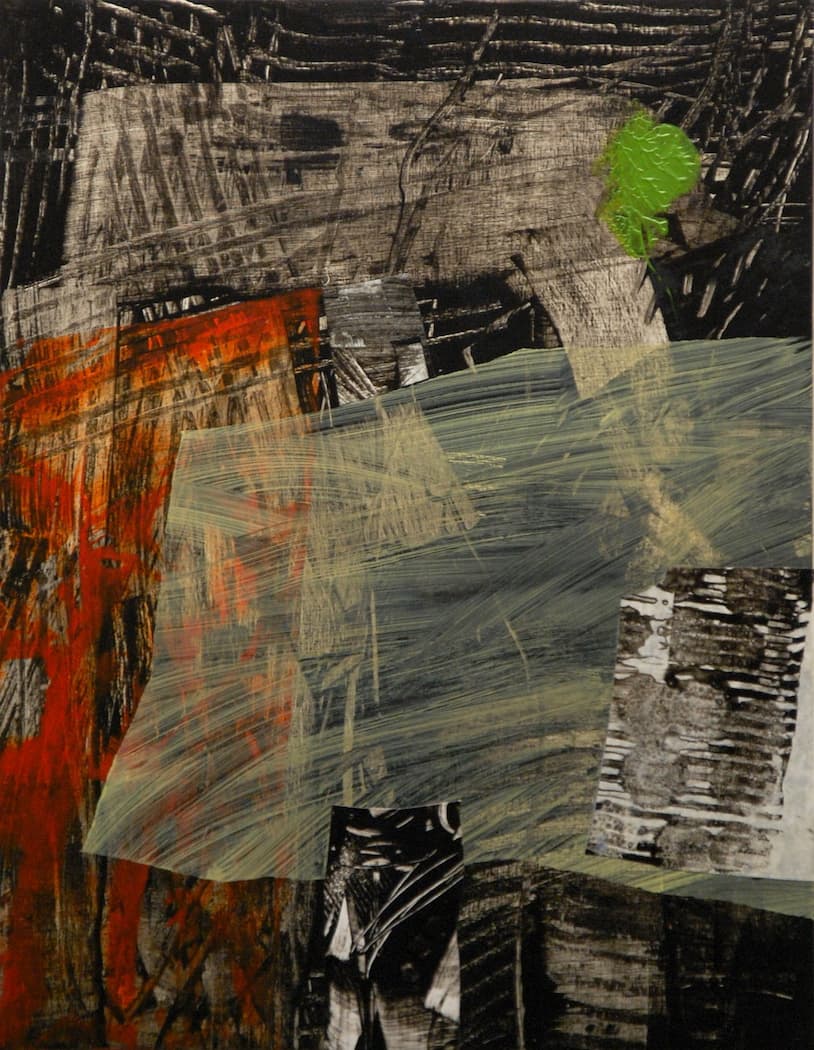 Canadian artist, collage, mixed media, WWII, influence, red, dark, inspired, strong, statement